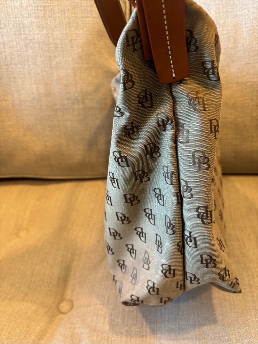Dooney & Bourke Beige and Brown Monogram Crossbody Bag - Picture 2 of 5